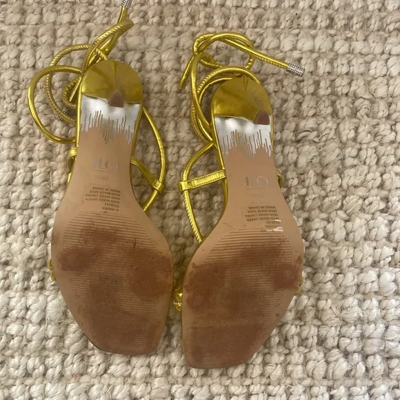 JLO | Elegant Gold Strappy Women's Heels - Picture 9 of 12